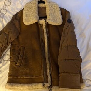 MONCLER Brown Suede leather Jacket
